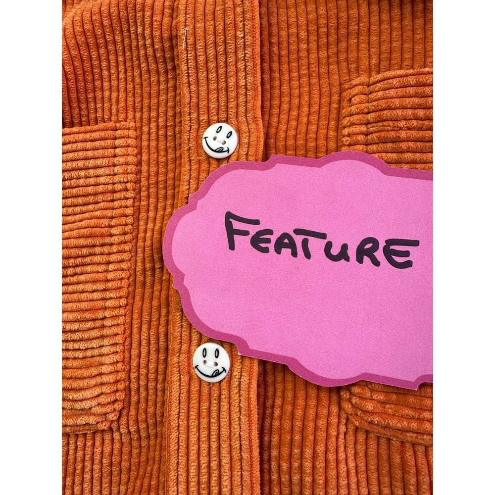 NEW BDG Urban Outfitters XS Orange Corduroy Button Up Crop Shirt Shacket Jacket - Picture 6 of 16